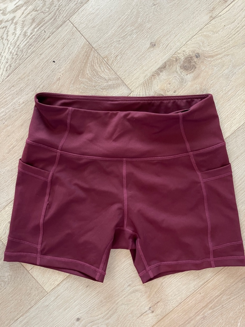 Baleaf Women’s High-Waist Bike Shorts in Burgundy